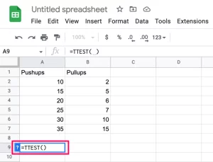 Calculate p-value Google Sheets